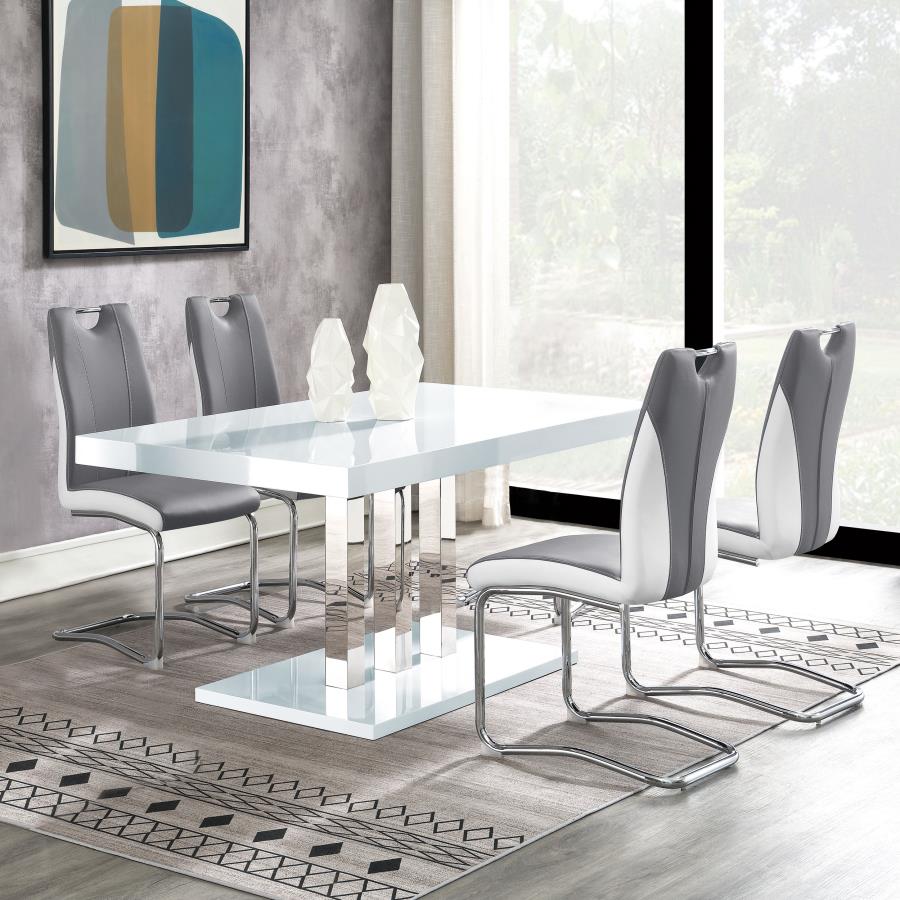 Juego de comedor de 5 piezas Coaster Brooklyn en blanco y cromo