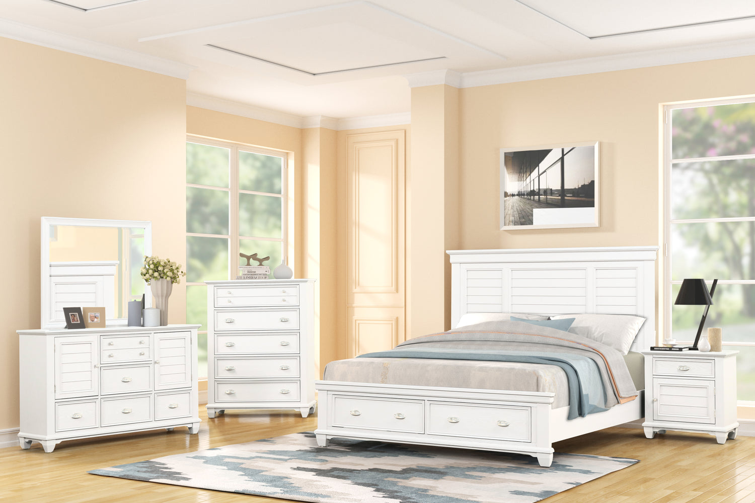 New Classic Jamestown Storage Bedroom Set - White