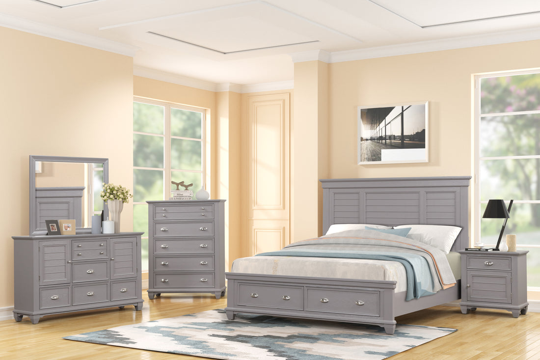 New Classic Jamestown Storage Bedroom Set- Gray