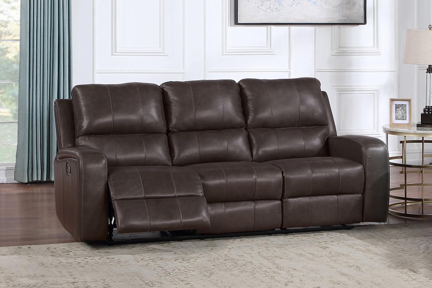 New Classic Linton Leather Sofa W/Dual Recliner