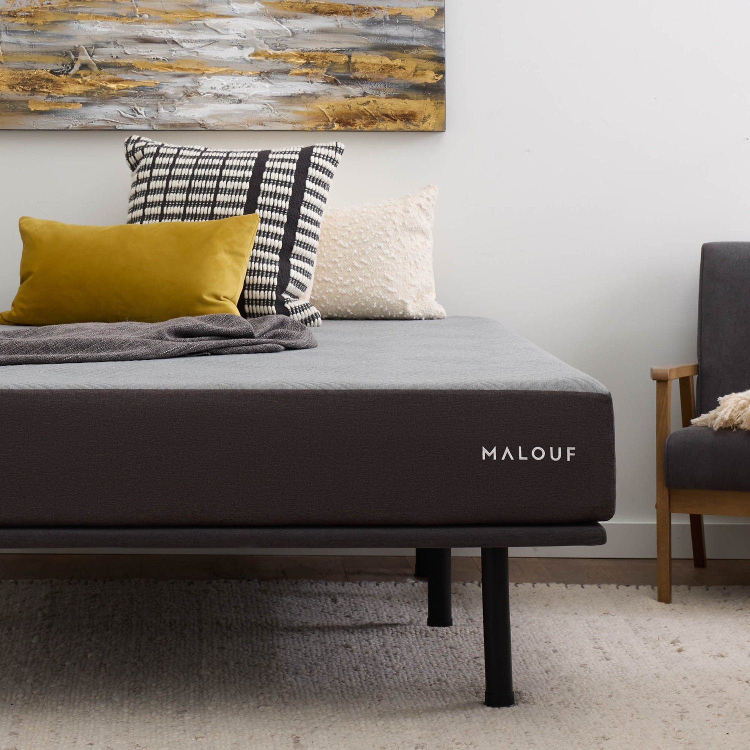 Malouf Thin Deck Upholstered Platform Bed Frame