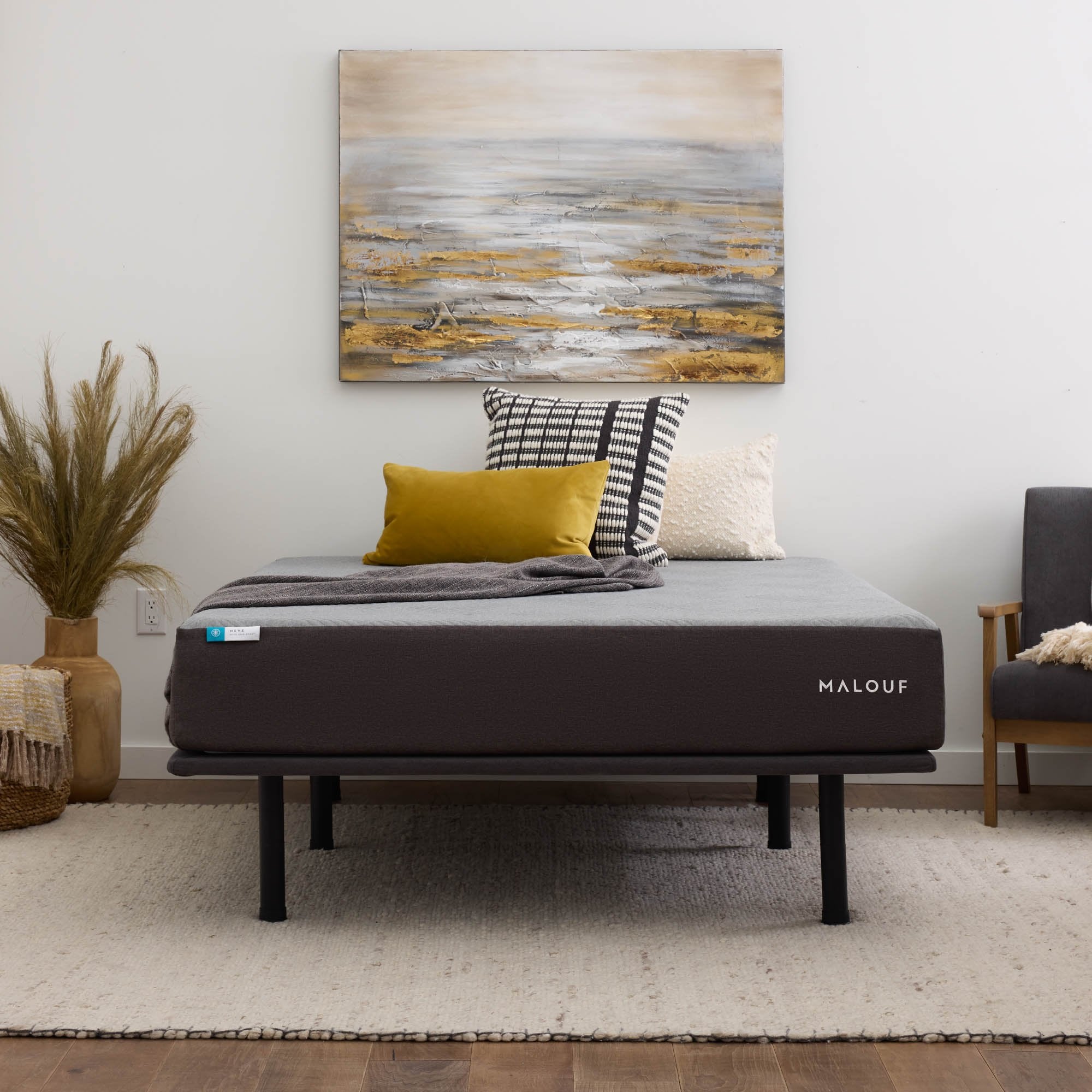 Malouf Thin Deck Upholstered Platform Bed Frame