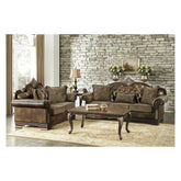 (2) LOVE SEAT, 2 PILLOWS, BROWN CHENILLE & P/U 9815-2*