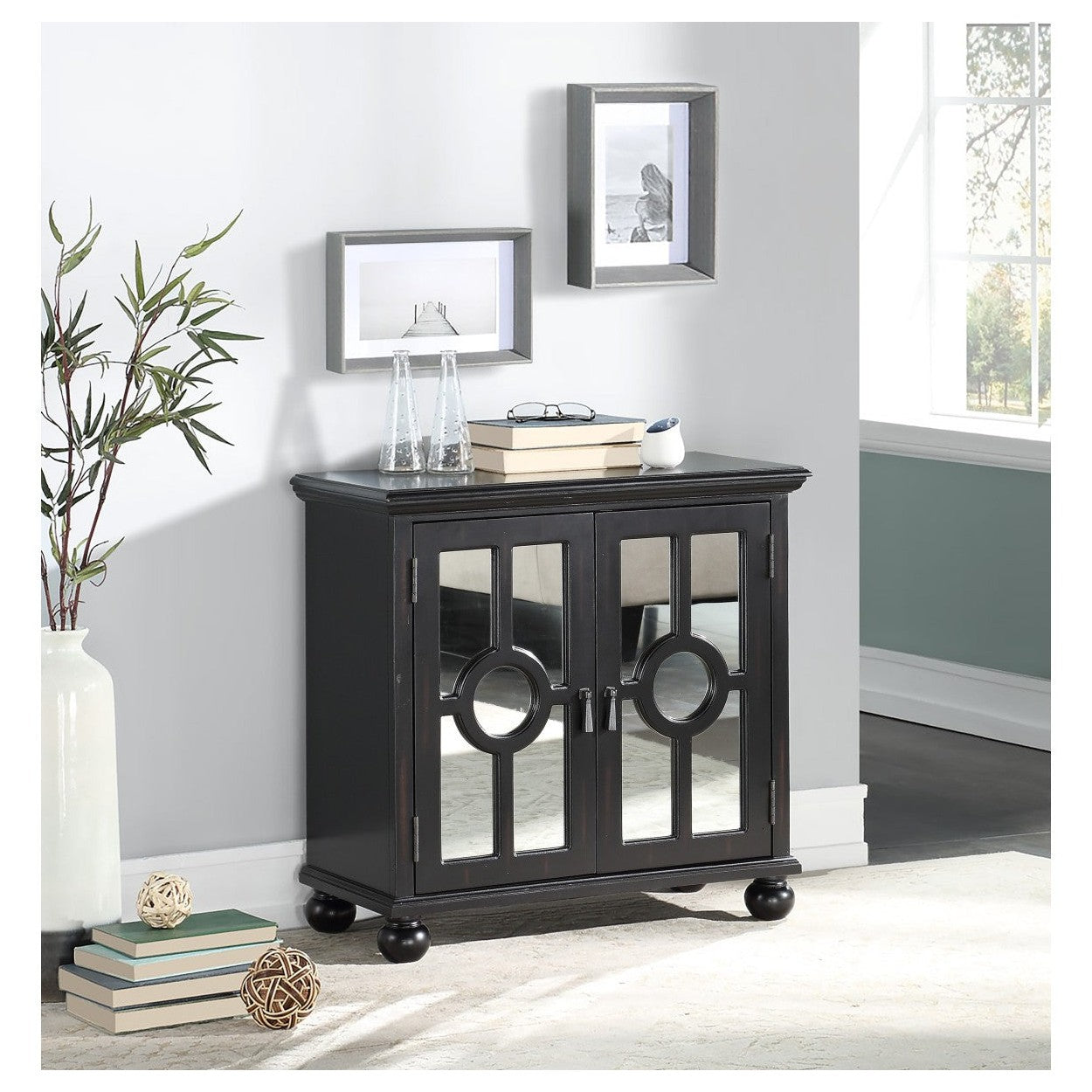 ACCENT CHEST WITH MIRROR DOOR-ANTIQUE BLACK, 3A 1000A70BK