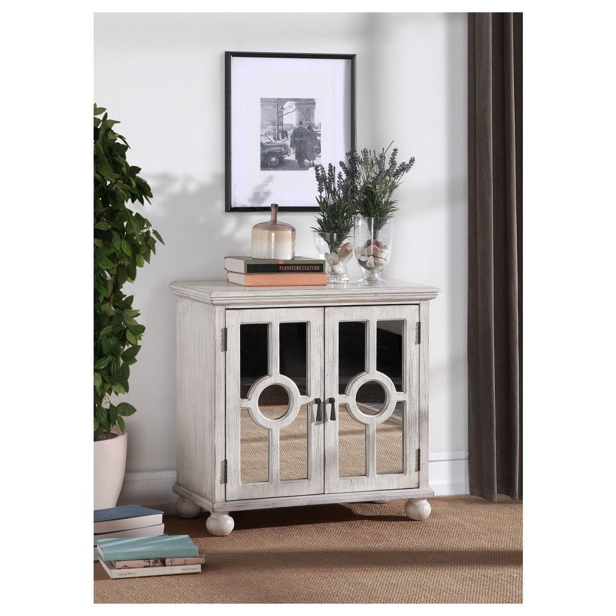 ACCENT CHEST WITH MIRROR DOOR-ANTIQUE WHITE, 3A 1000A70WH