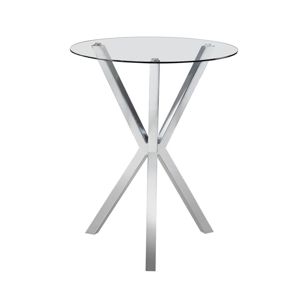 Denali Round Glass Top Bar Table Chrome 100186