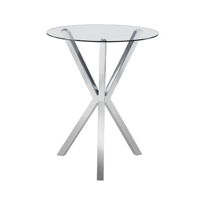 Denali Round Glass Top Bar Table Chrome 100186