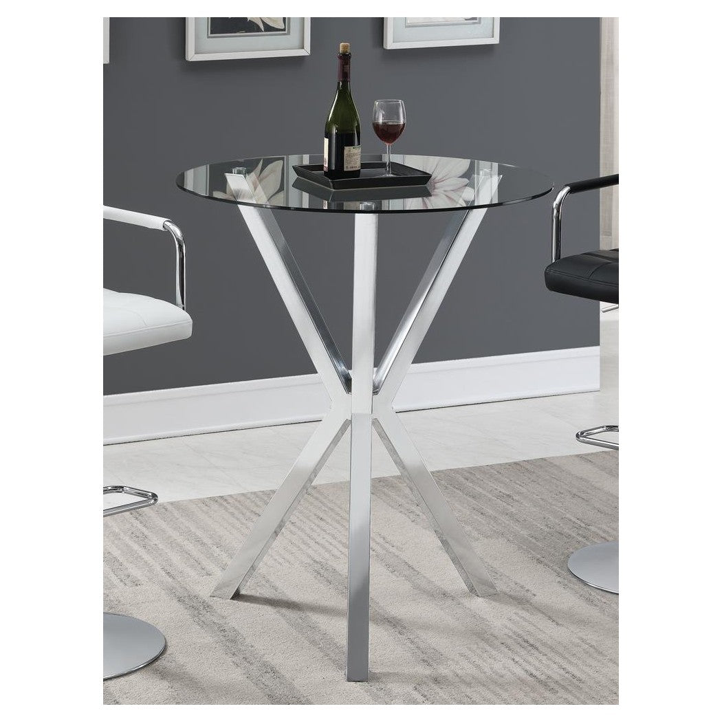 Denali Round Glass Top Bar Table Chrome 100186