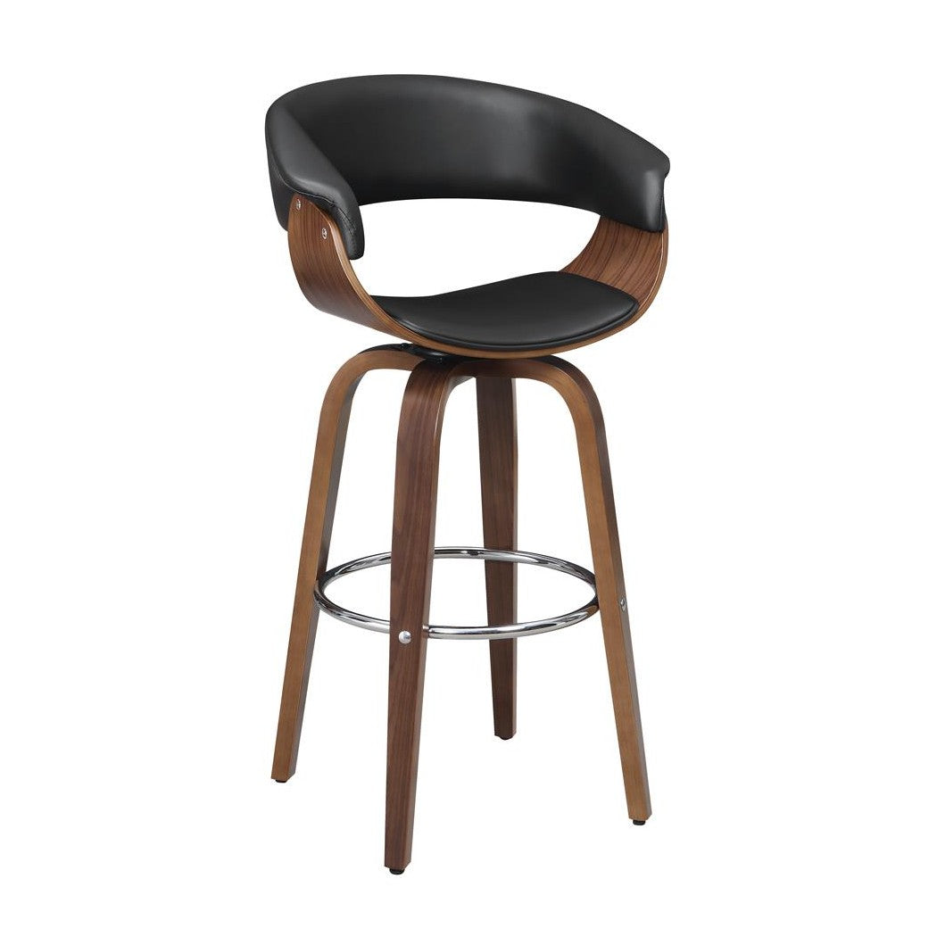 Zion Upholstered Swivel Bar Stool Walnut and Black 100205