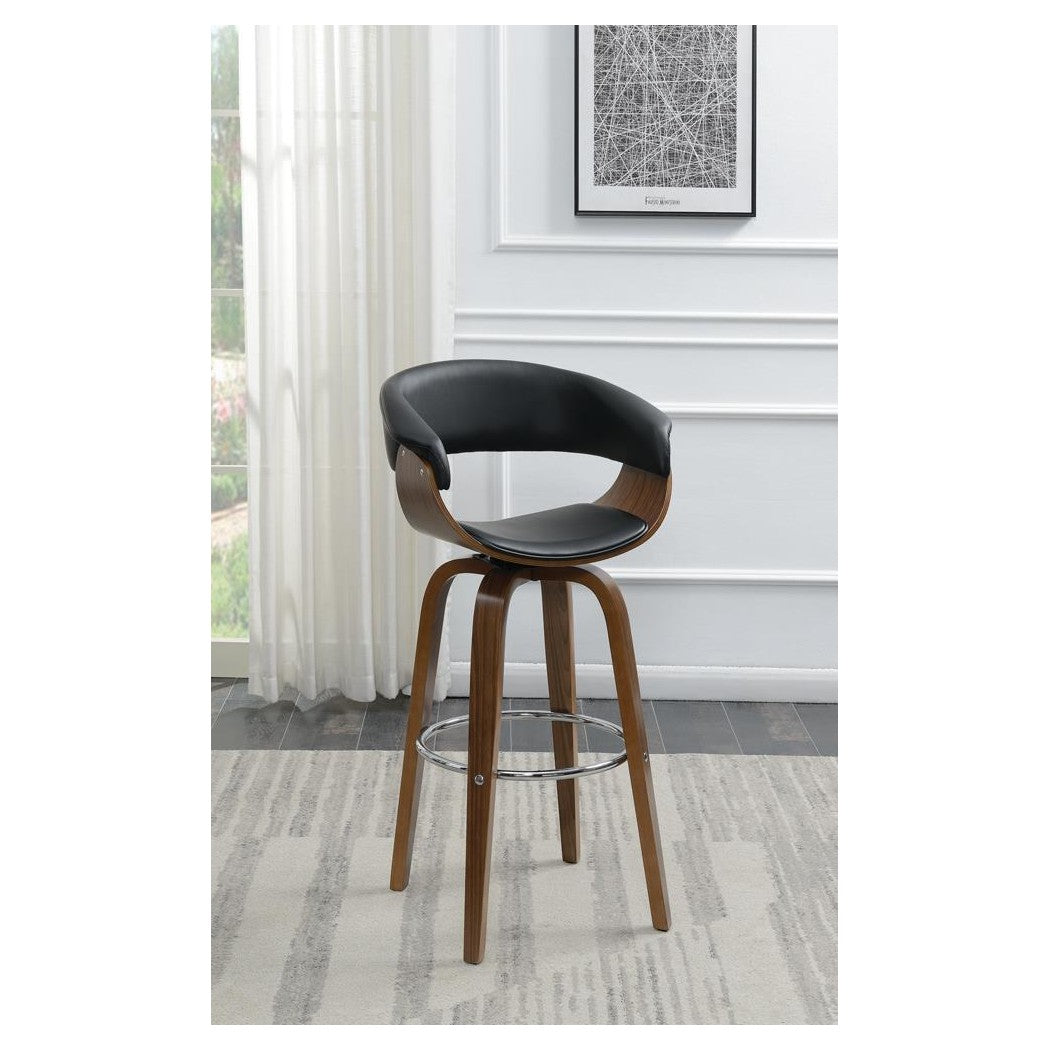 Zion Upholstered Swivel Bar Stool Walnut and Black 100205