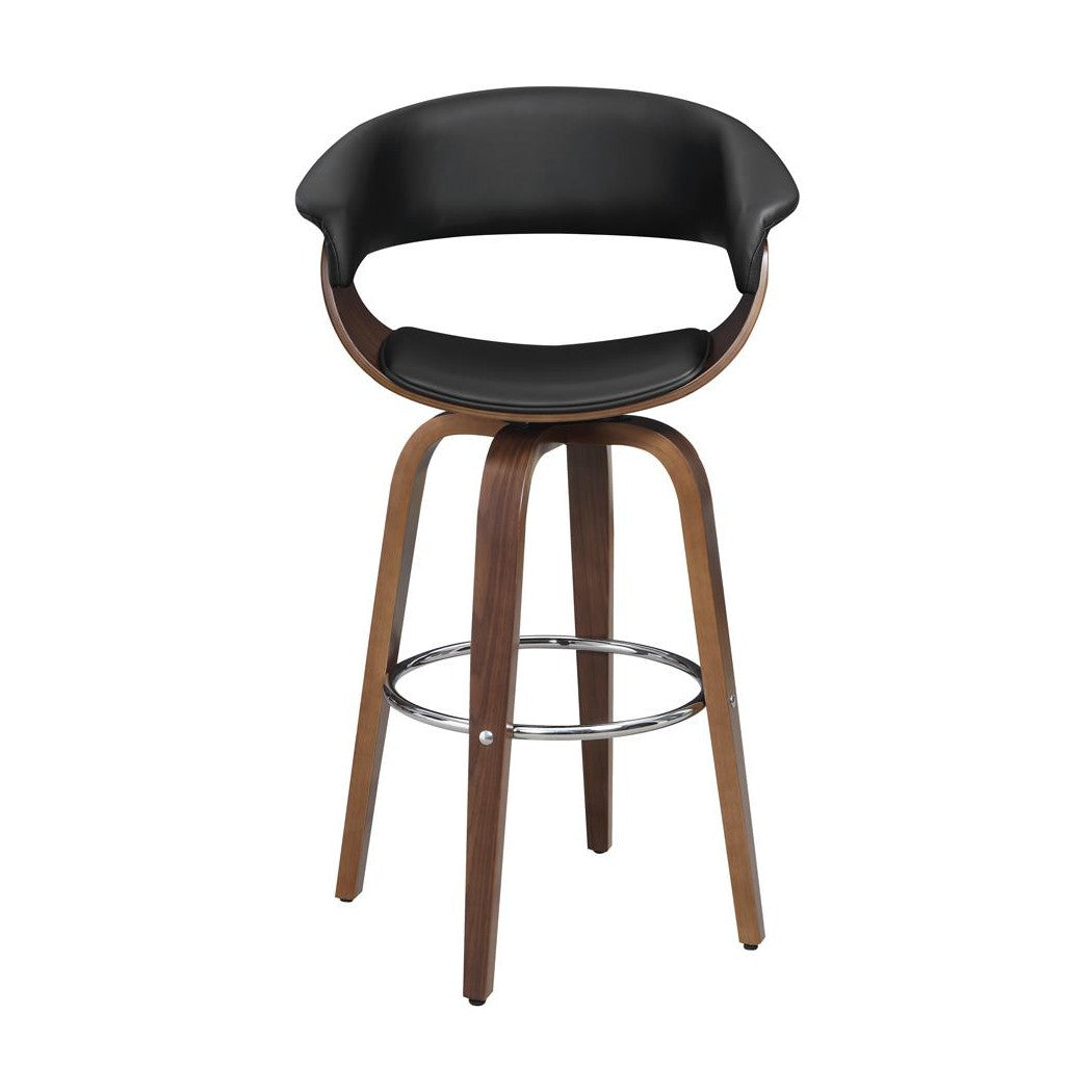 Zion Upholstered Swivel Bar Stool Walnut and Black 100205