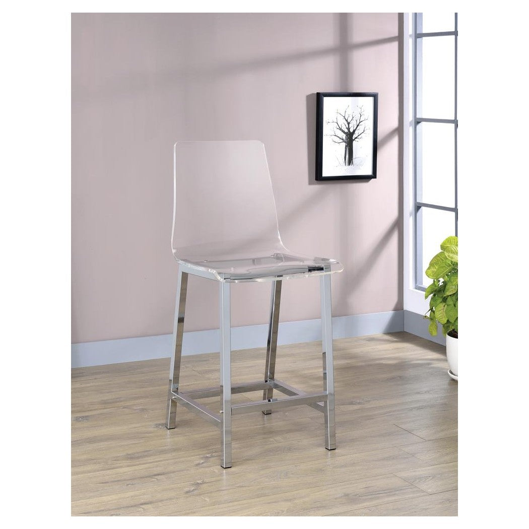 Juelia Counter Height Stools Chrome and Clear Acrylic (Set of 2) 100265