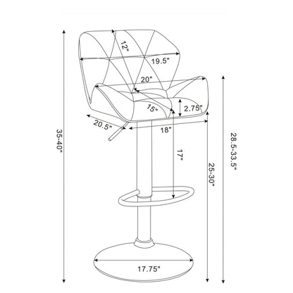 Berrington Adjustable Bar Stools Chrome and Black (Set of 2) 100425