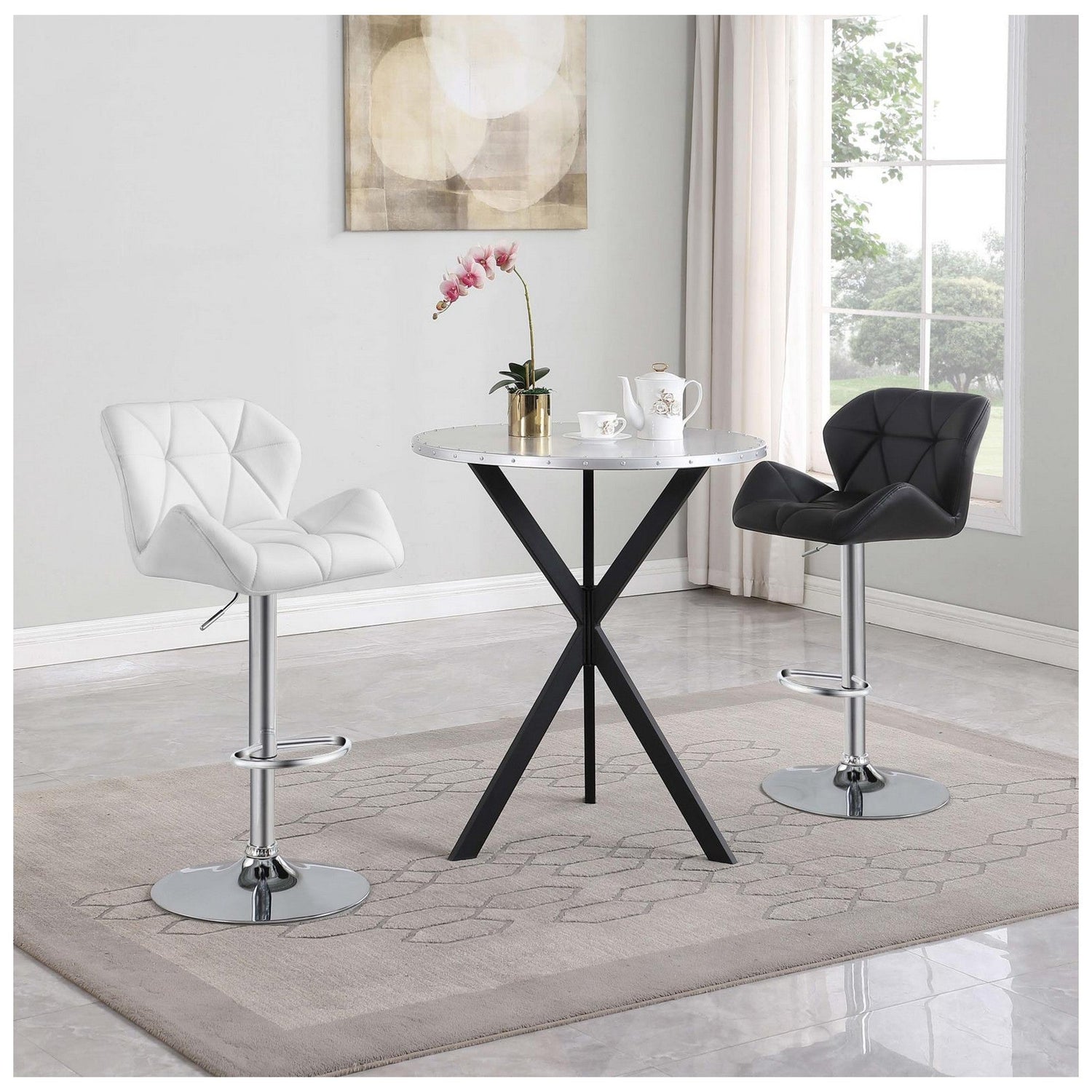 Berrington Adjustable Bar Stools Chrome and Black (Set of 2) 100425