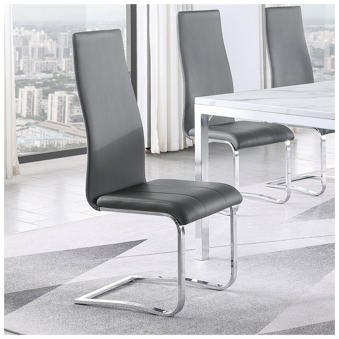 Montclair Upholstered High Back Side Chairs Grey and Chrome (Set of 4) 100515GRY