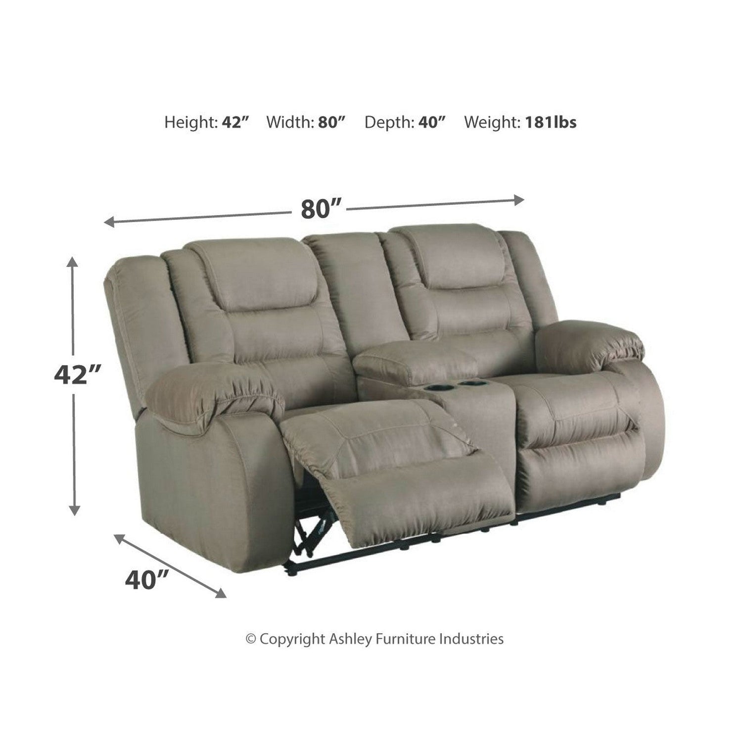 McCade Reclining Loveseat with Console Ash-1010494