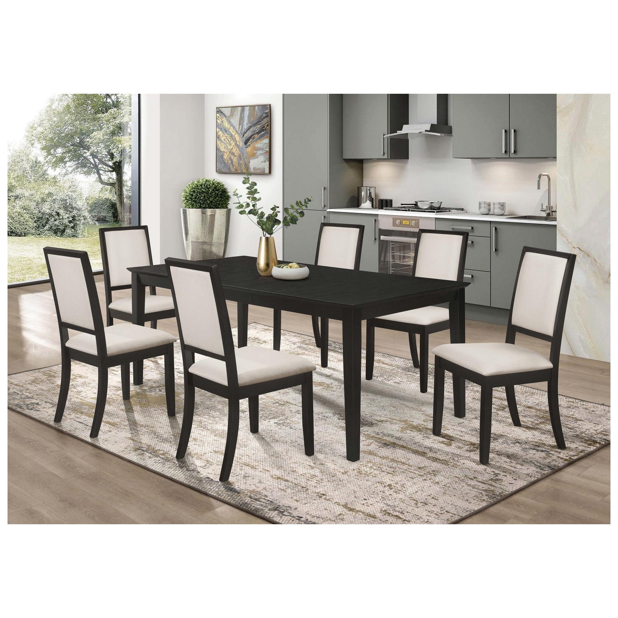 Louise Rectangular Dining Table with Extension Leaf Black 101561