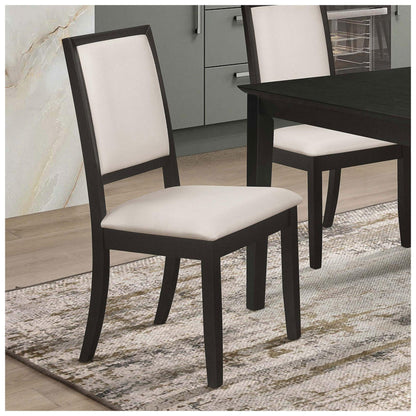 Louise Upholstered Dining Side Chairs Black and Cream (Set of 2) 101562