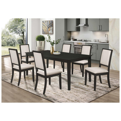 Louise Upholstered Dining Side Chairs Black and Cream (Set of 2) 101562