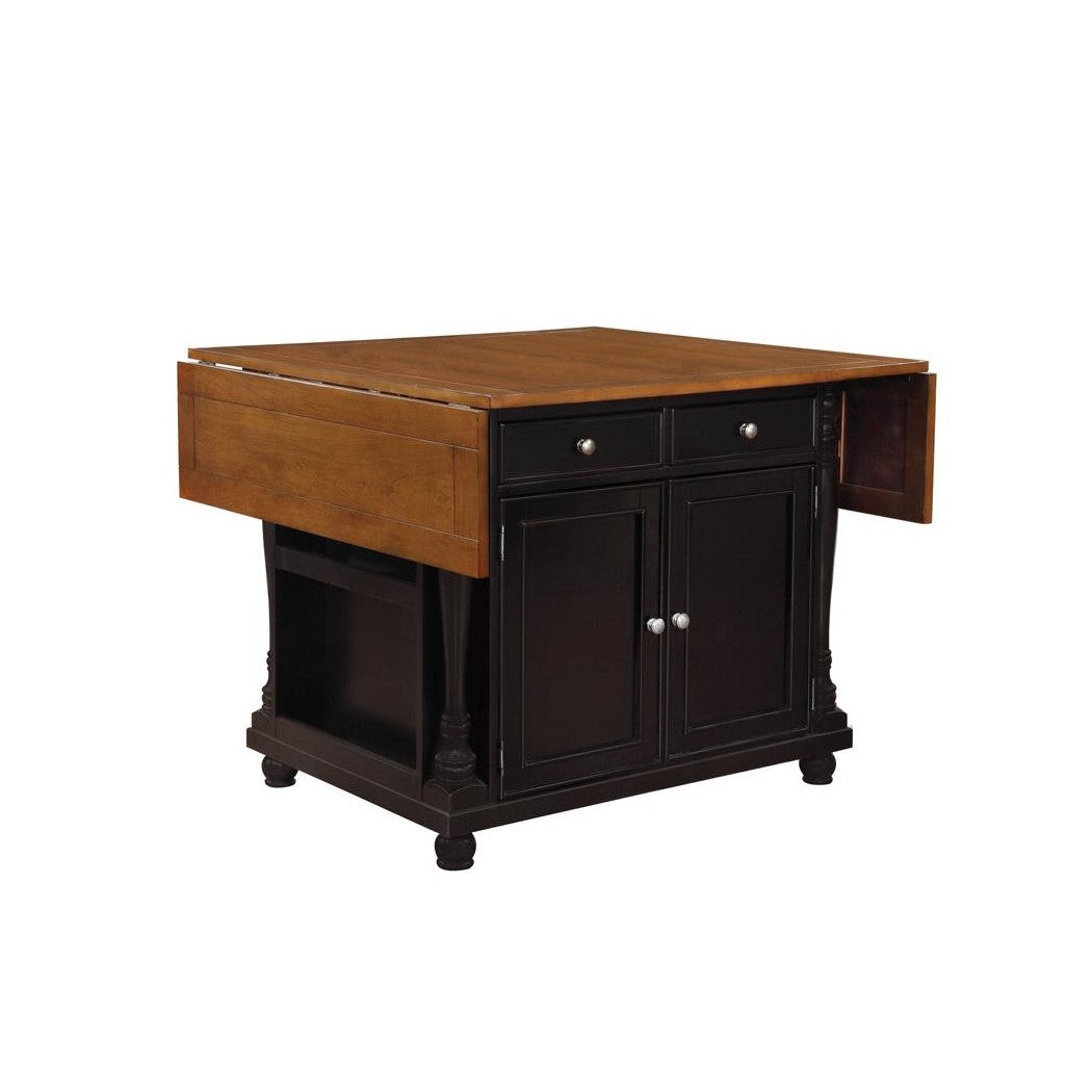 Slater 2-drawer Kitchen Island with Drop Leaves Brown and Black 102270