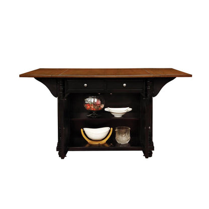 Slater 2-drawer Kitchen Island with Drop Leaves Brown and Black 102270