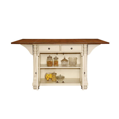 Slater 2-drawer Kitchen Island with Drop Leaves Brown and Buttermilk 102271