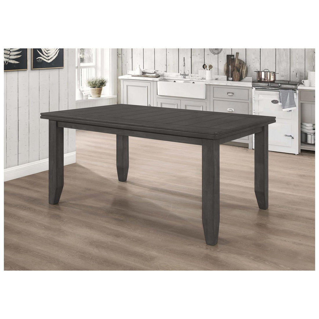 Dalila Rectangular Plank Top Dining Table Dark Grey 102721GRY