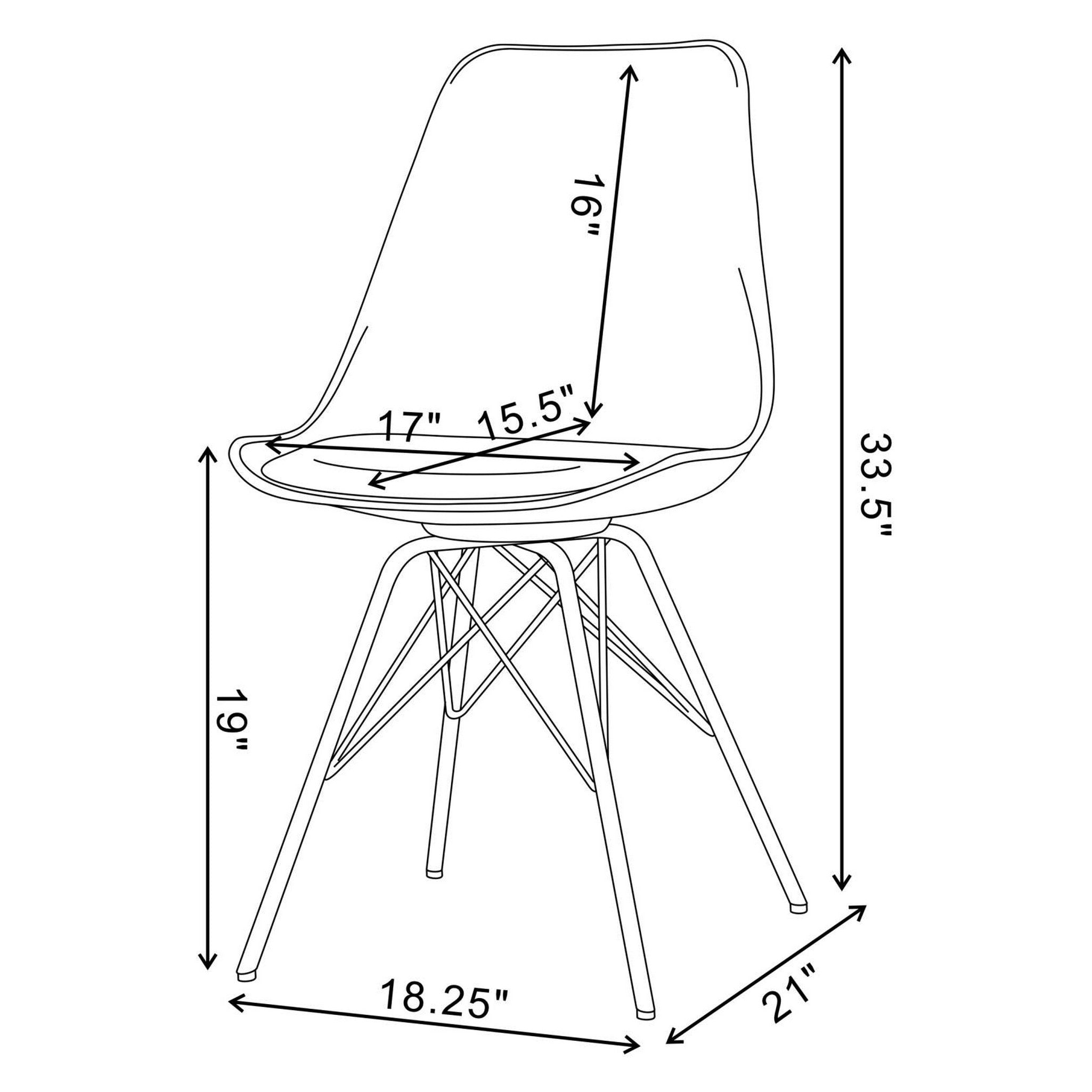 Juniper Armless Dining Chairs White and Chrome (Set of 2) 102792