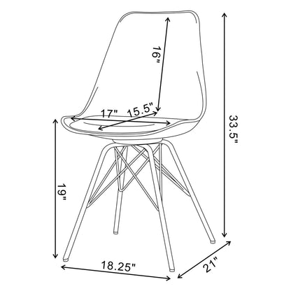 Juniper Armless Dining Chairs White and Chrome (Set of 2) 102792