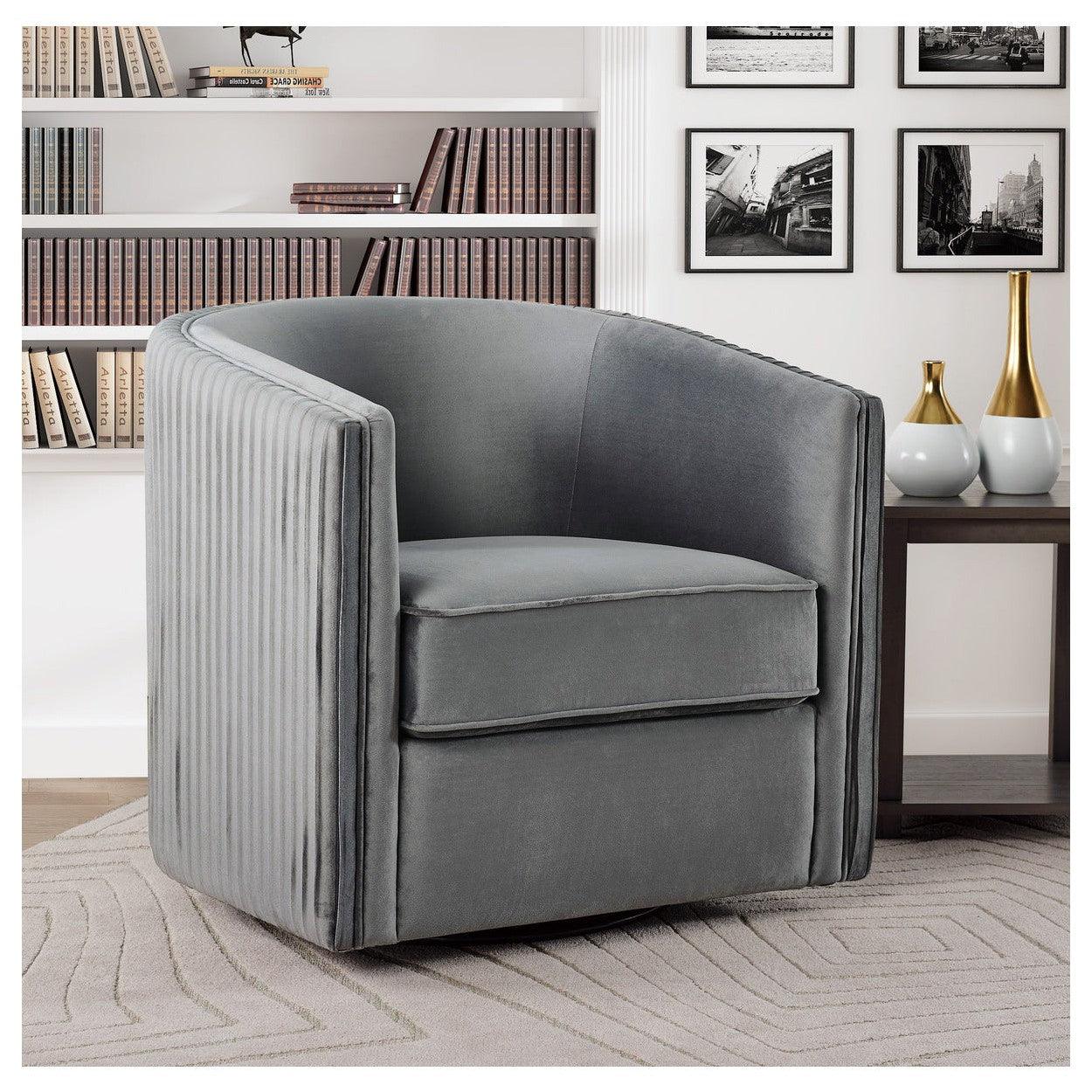 ACCENT CHAIR, GRAY VELVET 1038GY-1