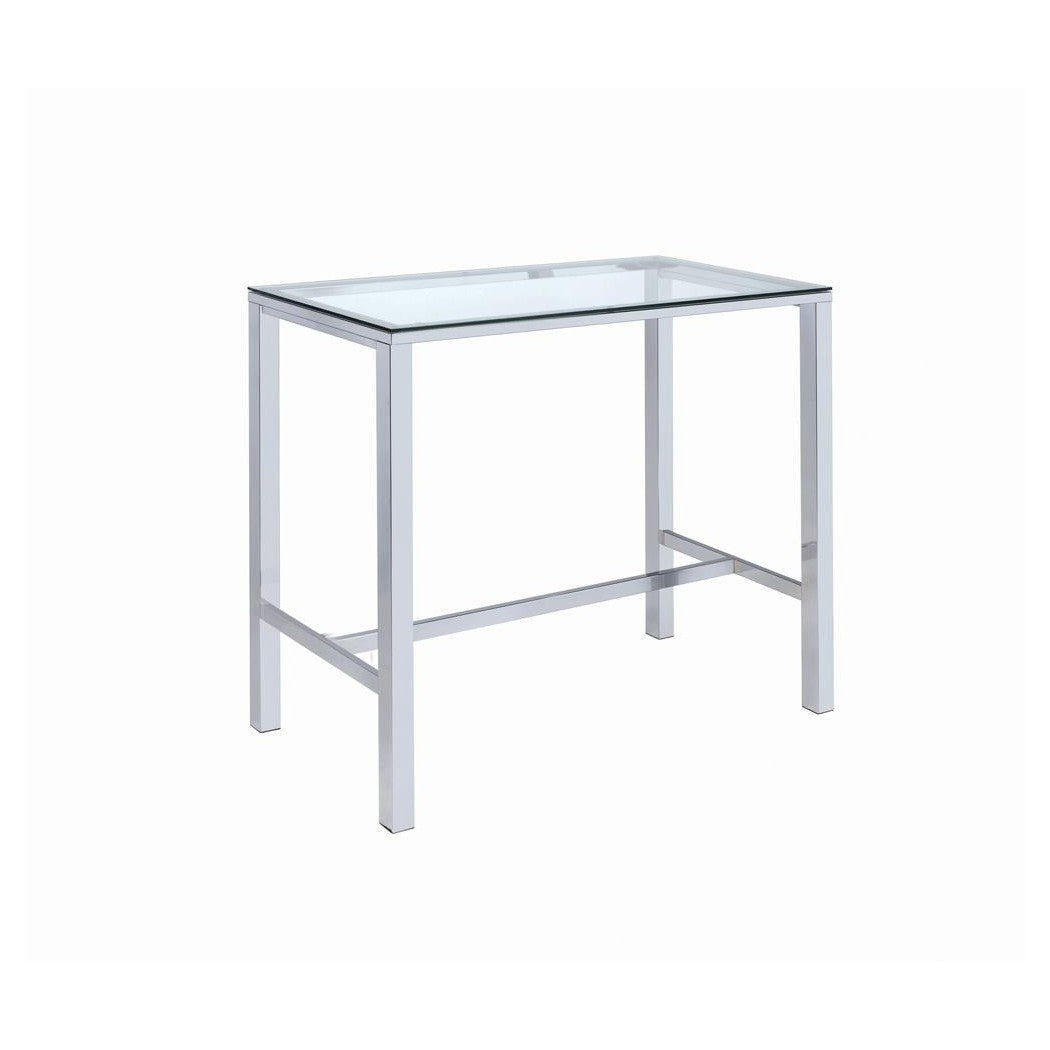 Tolbert Bar Table with Glass Top Chrome 104873