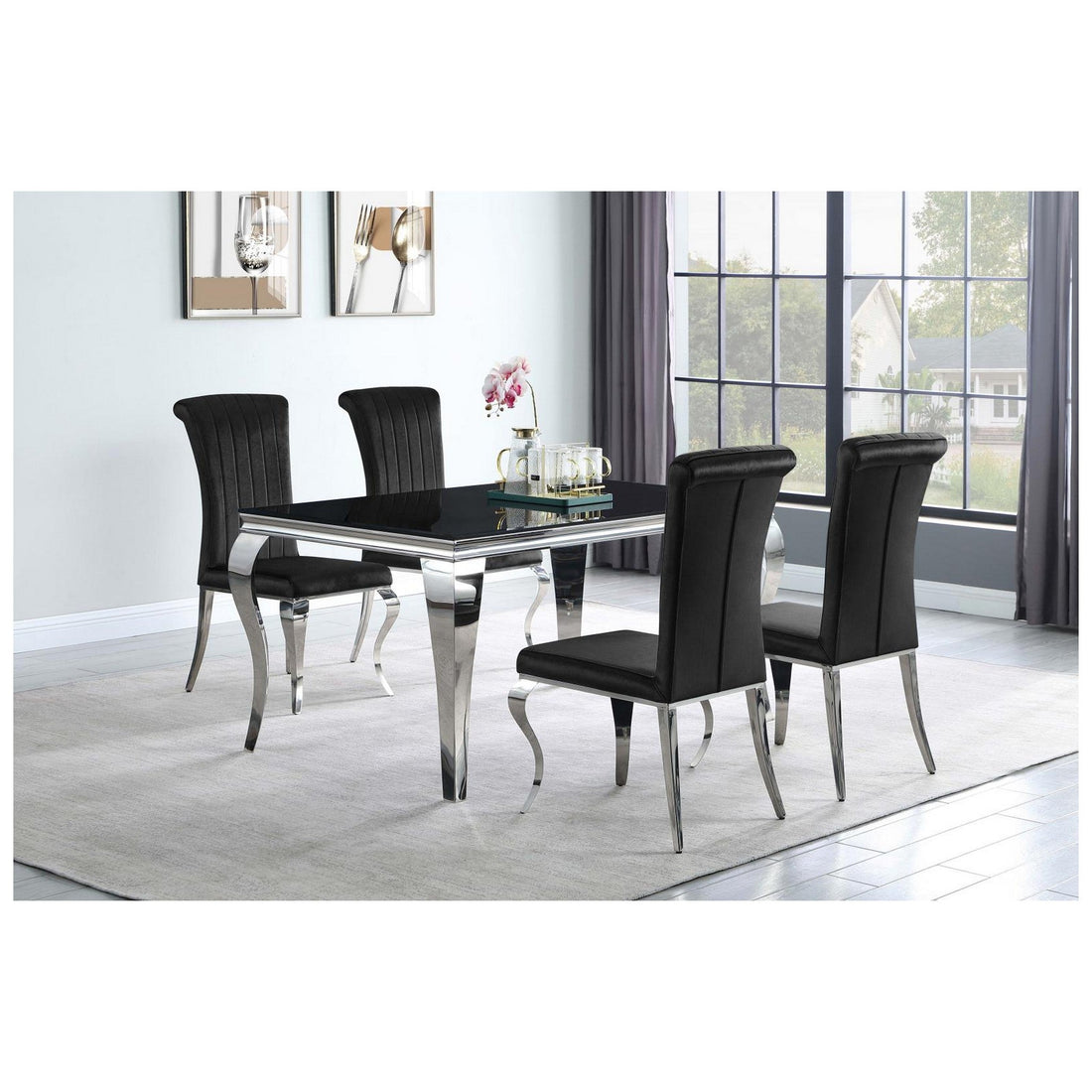 Carone 5-piece Dining Room Set Black and Chrome 105071-S5