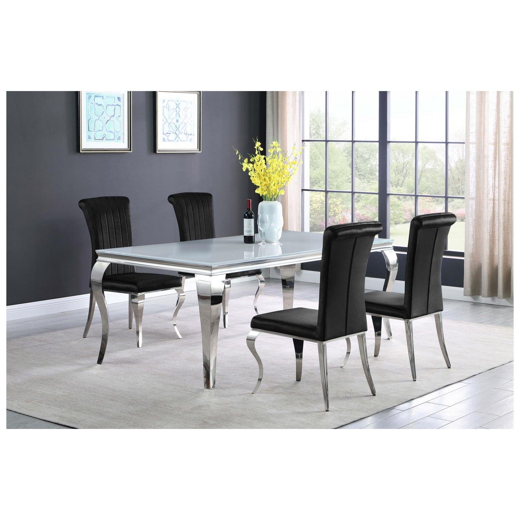 Betty Upholstered Side Chairs Black and Chrome (Set of 4) 105072