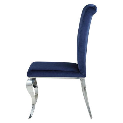 Betty Upholstered Side Chairs Ink Blue and Chrome (Set of 4) 105077