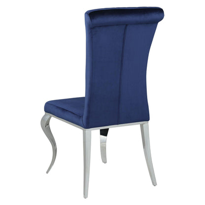 Betty Upholstered Side Chairs Ink Blue and Chrome (Set of 4) 105077