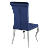 Betty Upholstered Side Chairs Ink Blue and Chrome (Set of 4) 105077