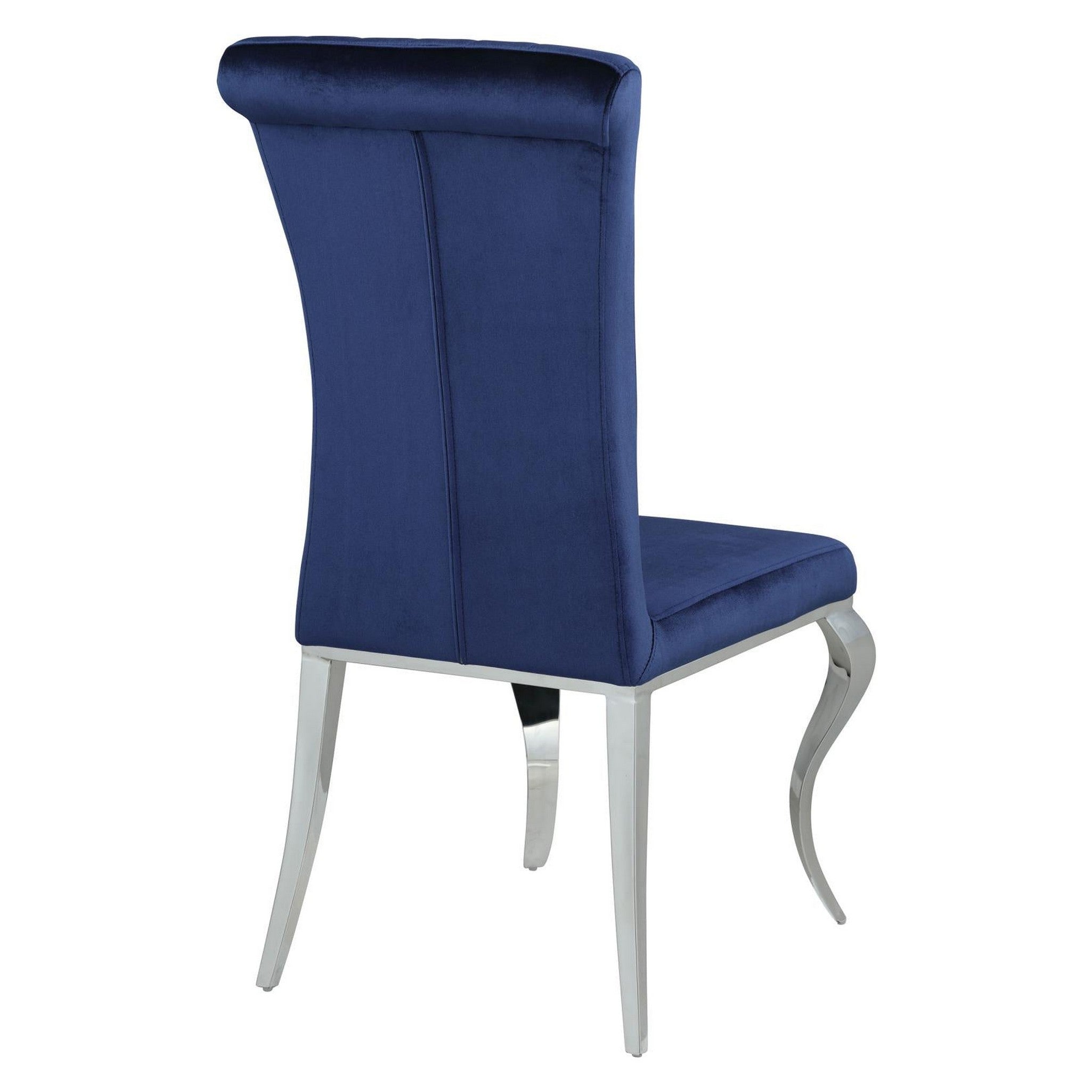 Betty Upholstered Side Chairs Ink Blue and Chrome (Set of 4) 105077