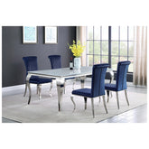 Betty Upholstered Side Chairs Ink Blue and Chrome (Set of 4) 105077