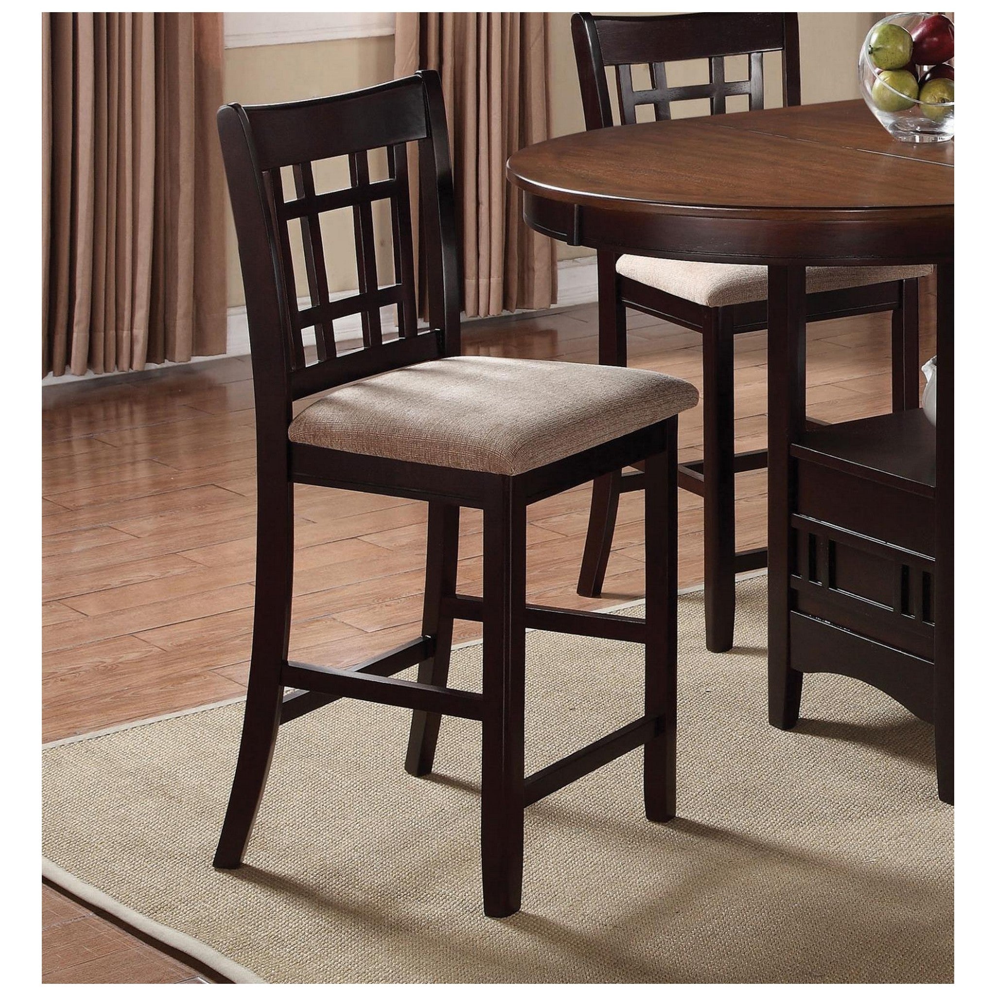 Lavon Lattice Back Counter Stools Tan and Espresso (Set of 2) 105279