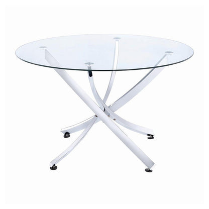 Beckham Round Dining Table Chrome and Clear 106440