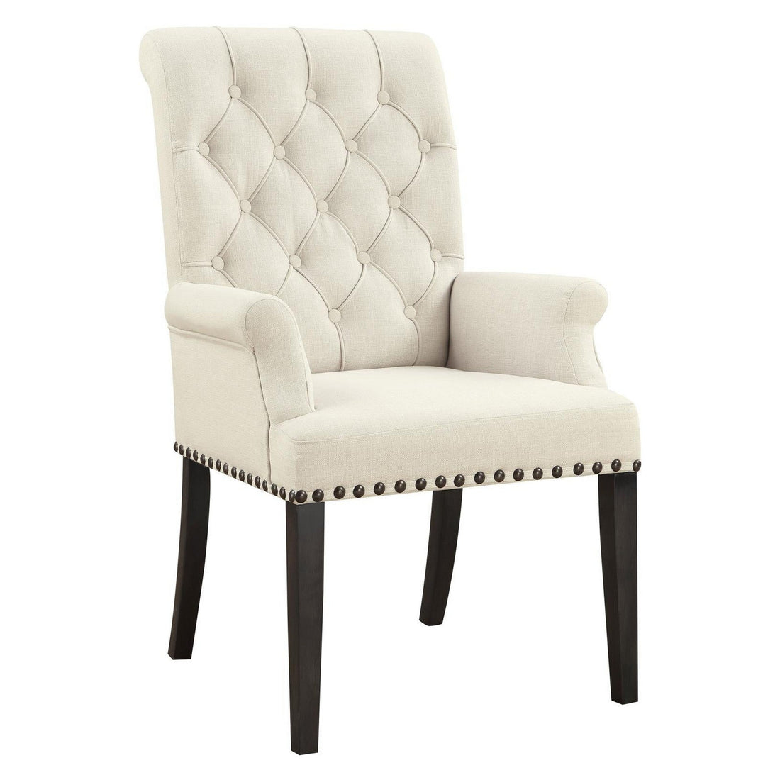 Alana Upholstered Arm Chair Beige and Smokey Black 107283