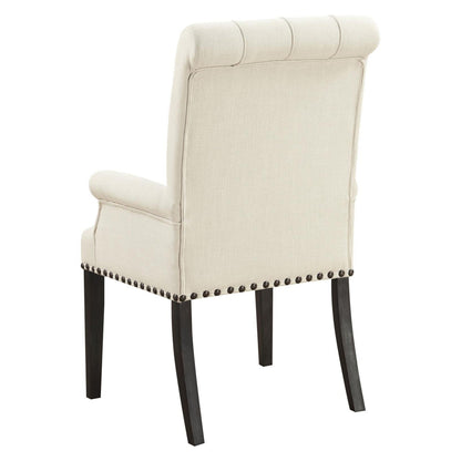 Alana Upholstered Arm Chair Beige and Smokey Black 107283