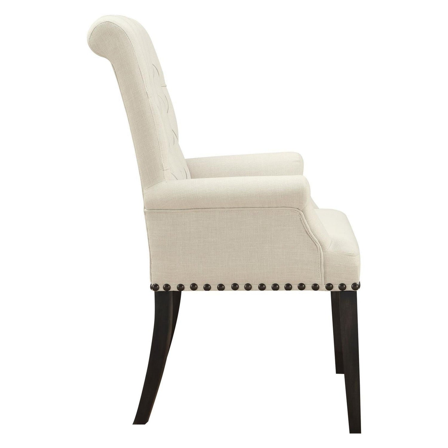 Alana Upholstered Arm Chair Beige and Smokey Black 107283