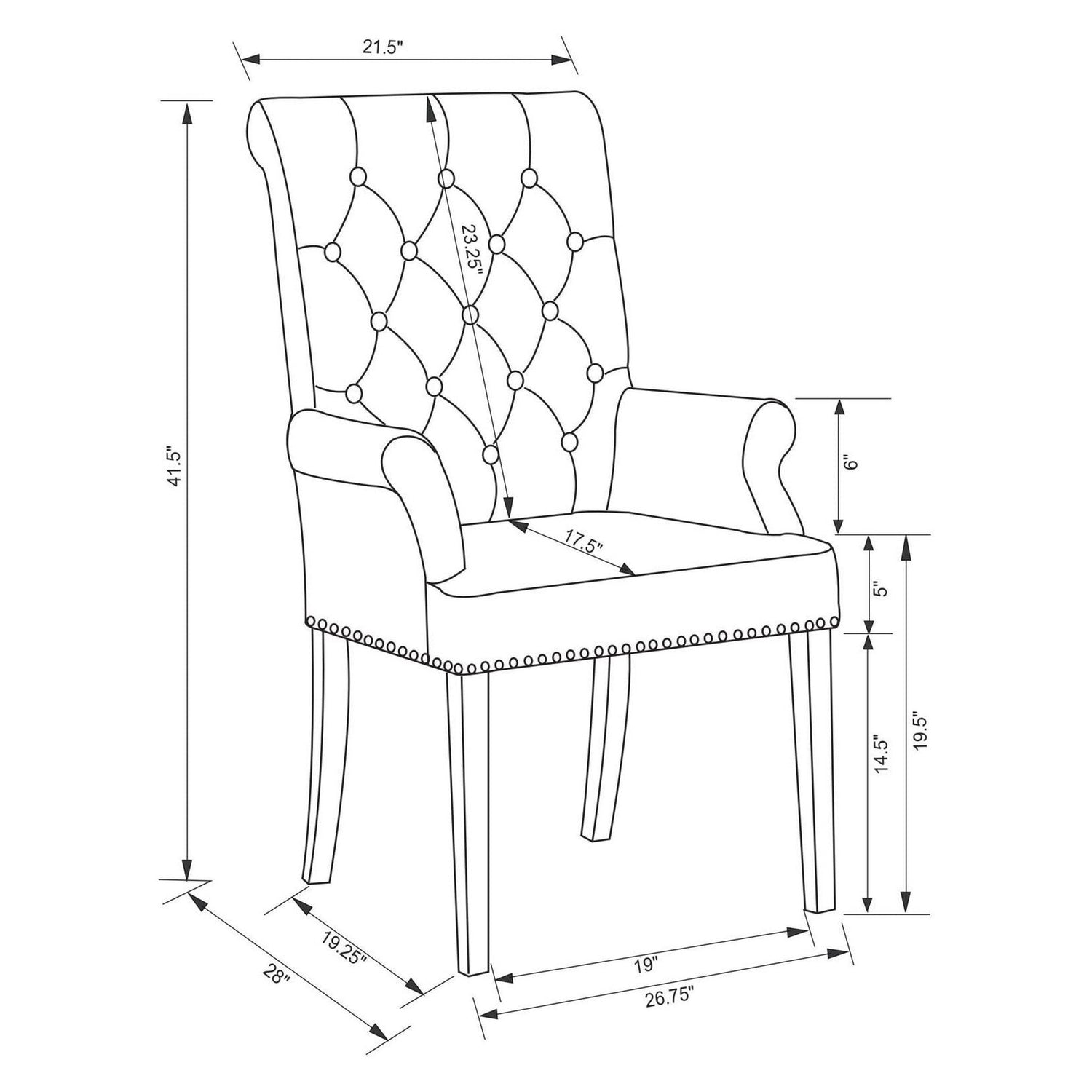 Alana Upholstered Arm Chair Beige and Smokey Black 107283