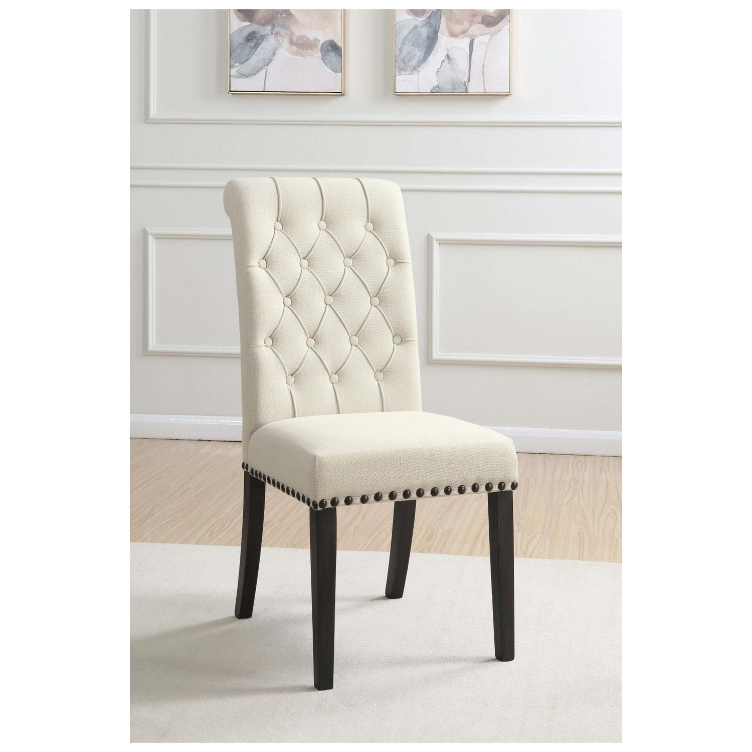 Alana Upholstered Side Chairs Beige and Smokey Black (Set of 2) 107286