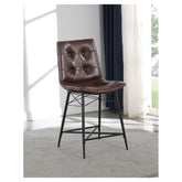 Aiken Upholstered Tufted Counter Height Stools Brown (Set of 2) 107860