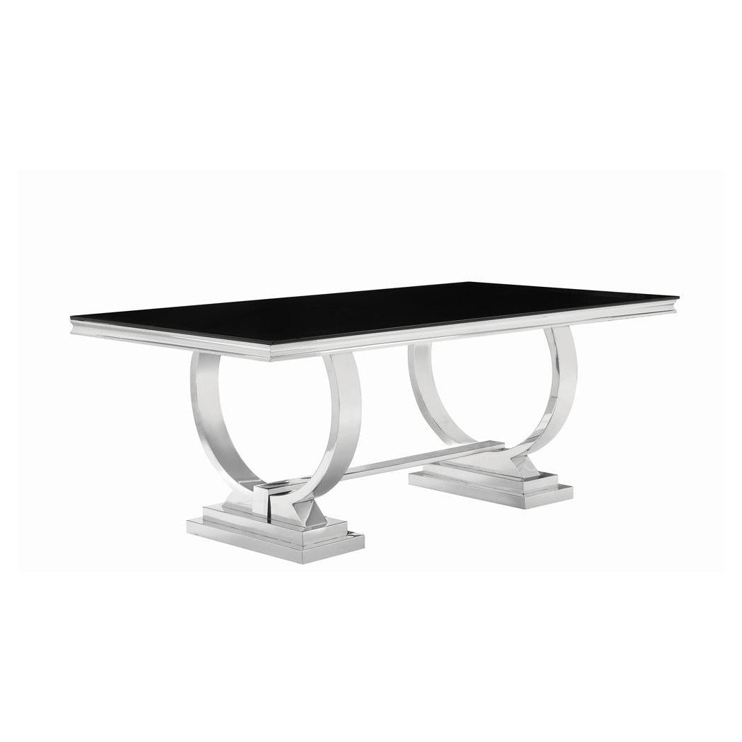 Antoine Rectangular Dining Table Chrome and Black 107871