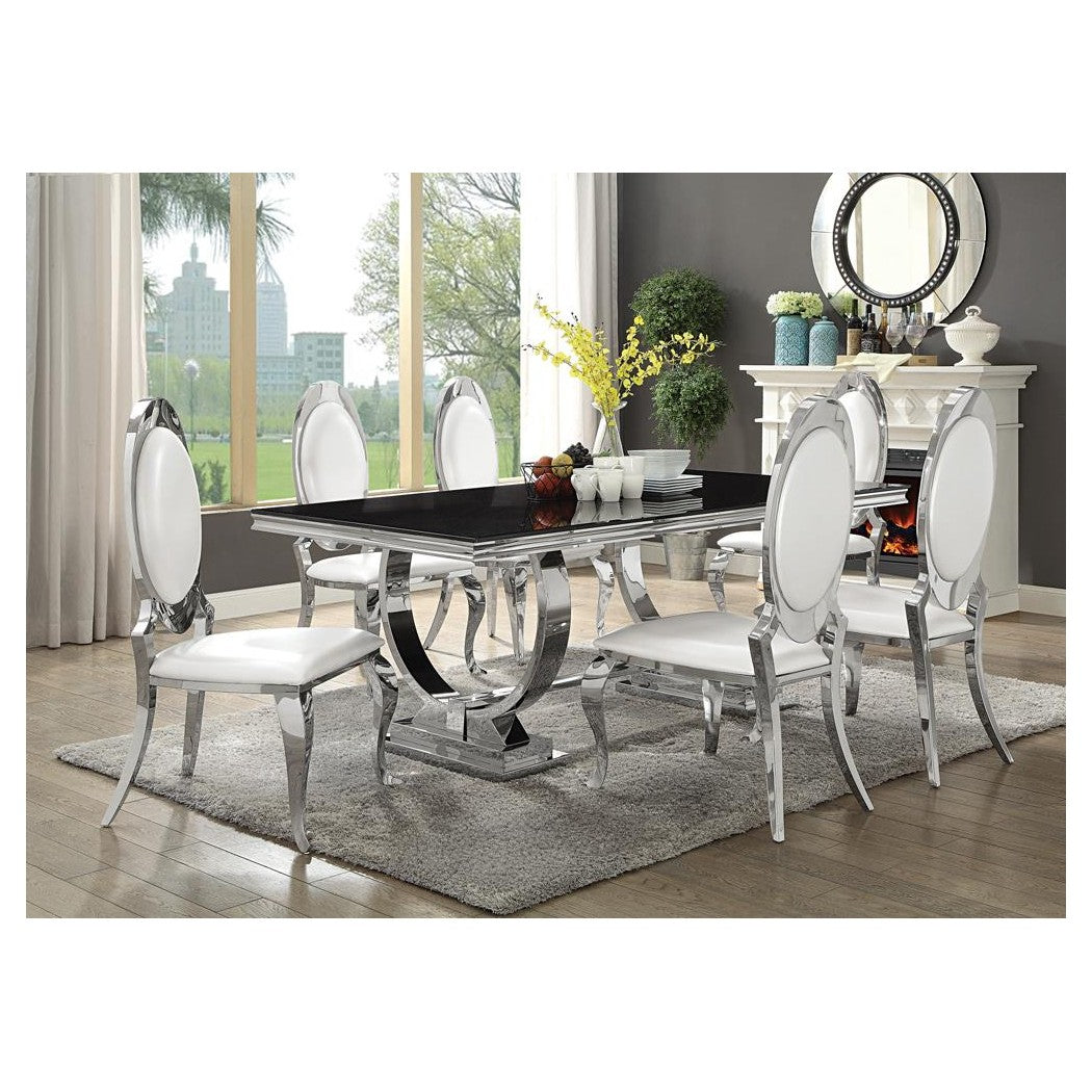 Antoine Rectangular Dining Table Chrome and Black 107871