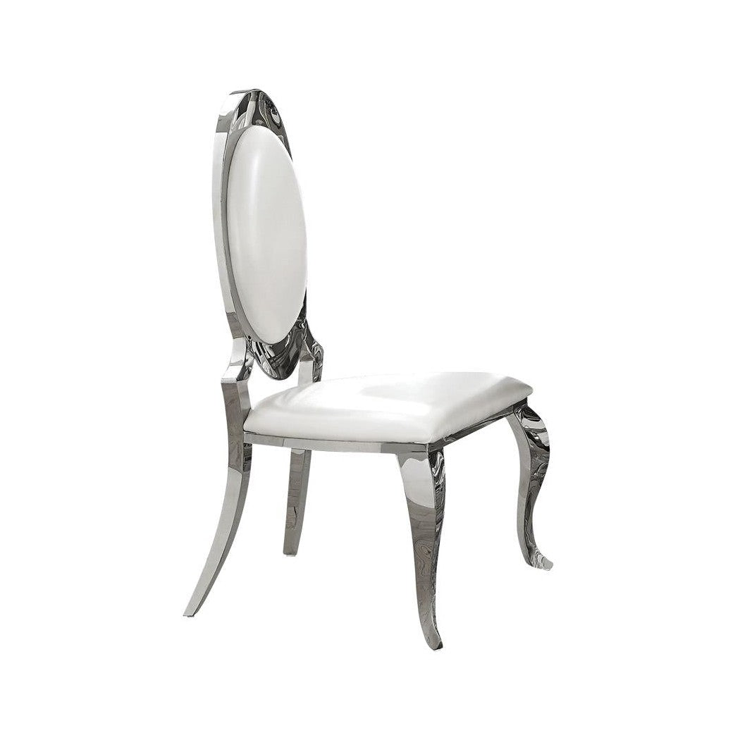 Antoine Oval Back Side Chairs Cream and Chrome (Set of 2) 107872N