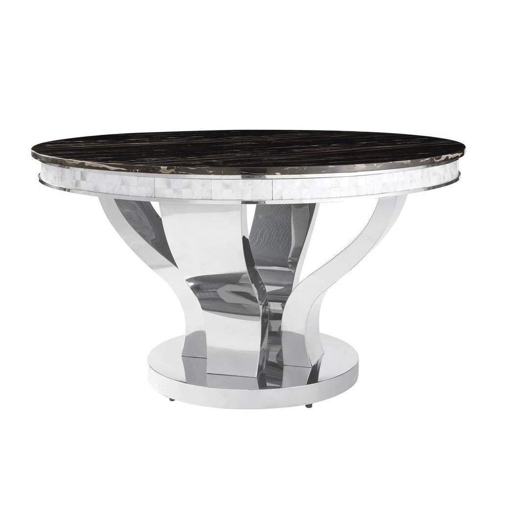 Anchorage Round Dining Table Chrome and Black 107891